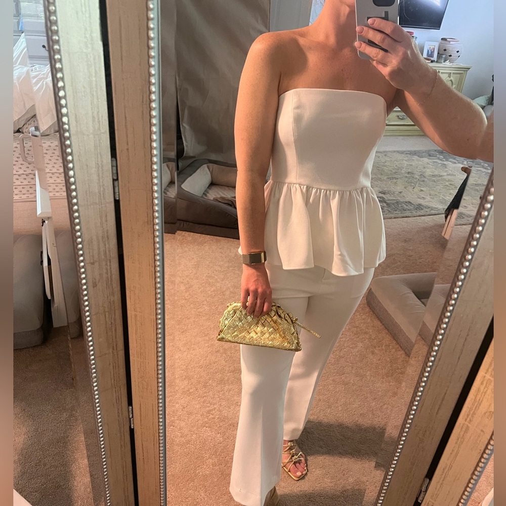 Chic Strapless White Jumpsuit